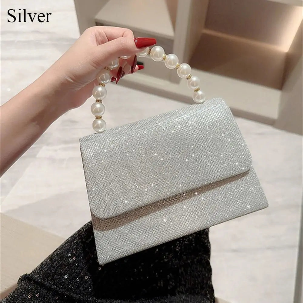 Fashion Rhinestone Bowknot Evening Bag Glitter Gold Silver Bow Chain Bag Clutch Bag for Women Female