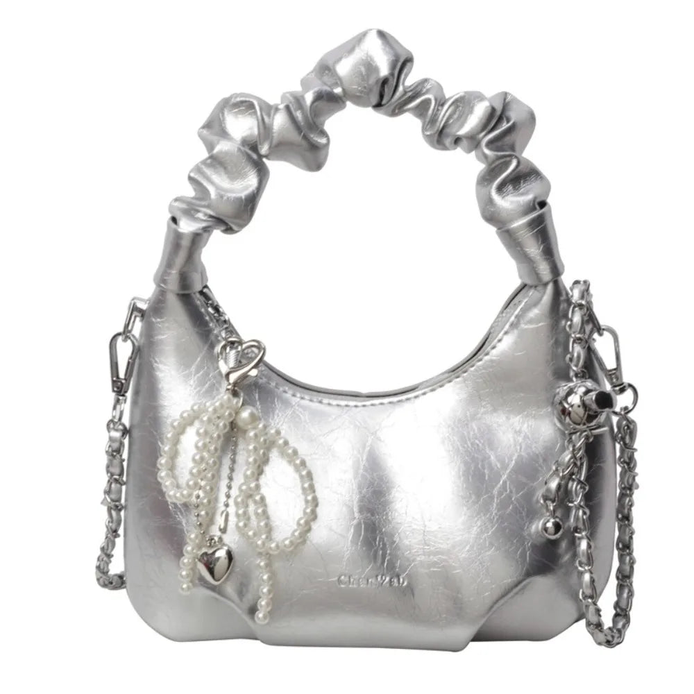 Fashion Rhinestone Bowknot Evening Bag Glitter Gold Silver Bow Chain Bag Clutch Bag for Women Female
