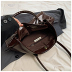 Oil PU Leather Hobo Handbag Slouchy Shoulder Bag Retro Top-Handle Bag Large Work Bags for Women Gilrls Tote Work Shopping Travel
