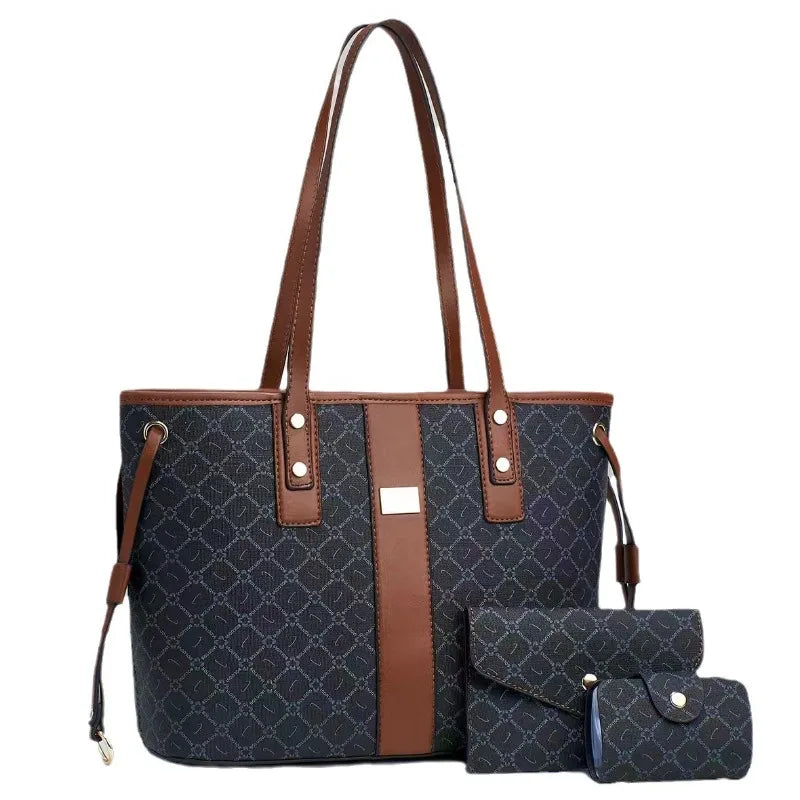 Casual Women Handbags for 2024 New Female Luxury Designer Shoulder Bags Large Capacity 3 Piece Set Ladies Crossbody Bag