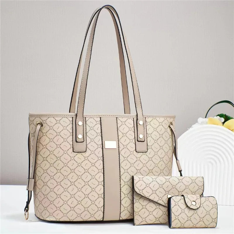 Casual Women Handbags for 2024 New Female Luxury Designer Shoulder Bags Large Capacity 3 Piece Set Ladies Crossbody Bag