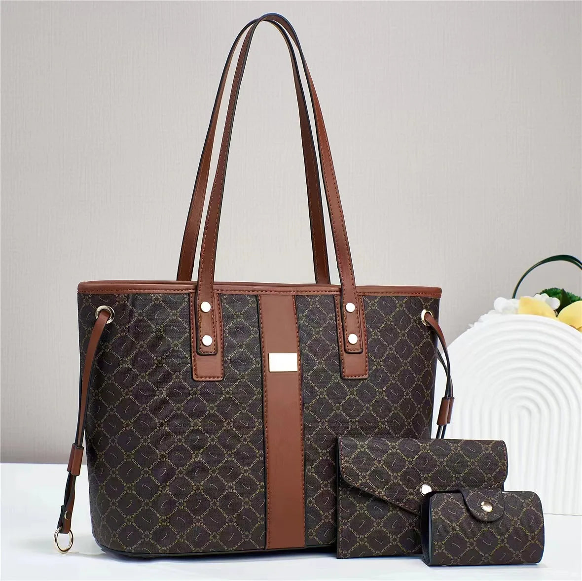 Casual Women Handbags for 2024 New Female Luxury Designer Shoulder Bags Large Capacity 3 Piece Set Ladies Crossbody Bag