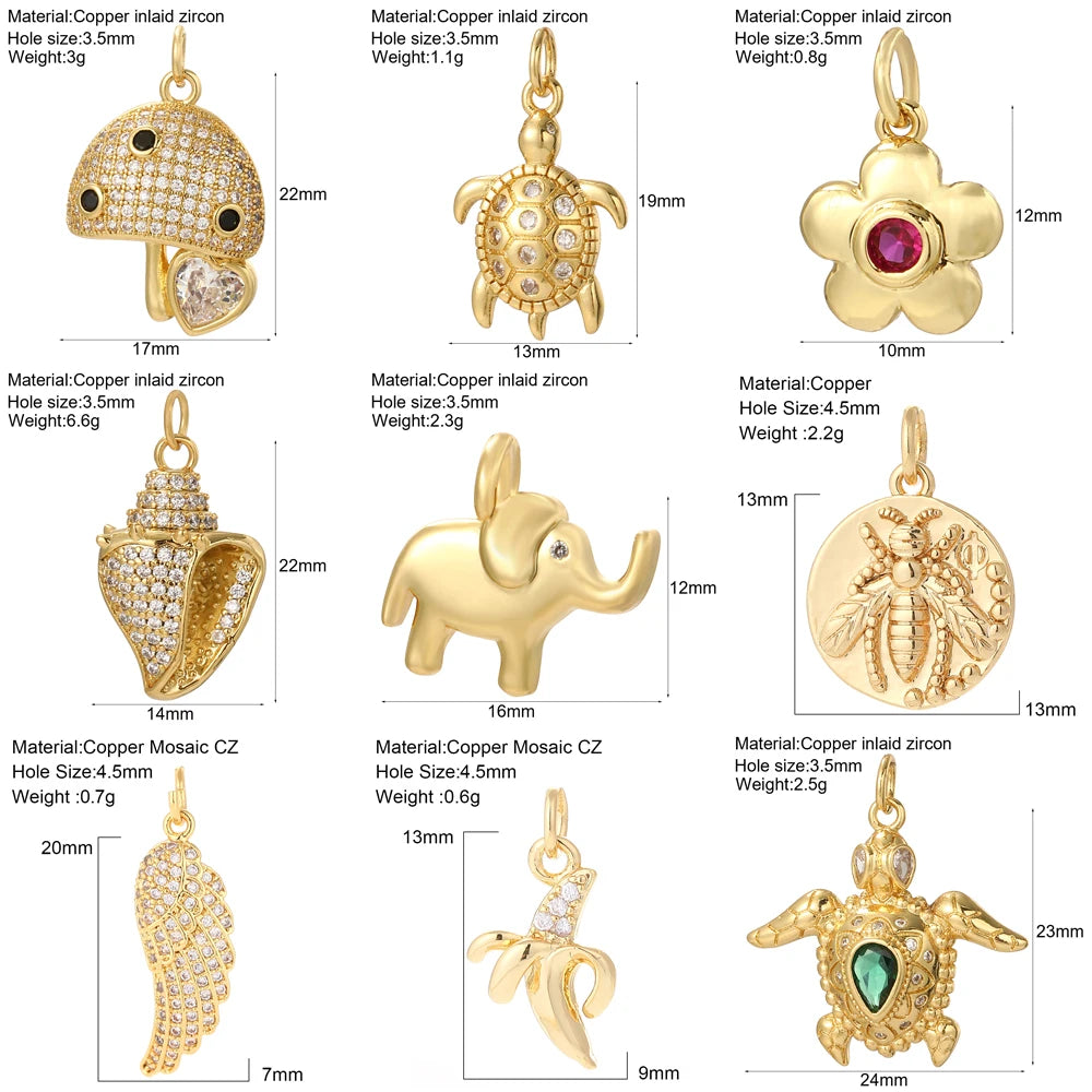Cute Flower Butterfly Charms for Jewelry Making Supplies Animals Plants Gold Color Diy Earrings Necklace Bracelet High Quality