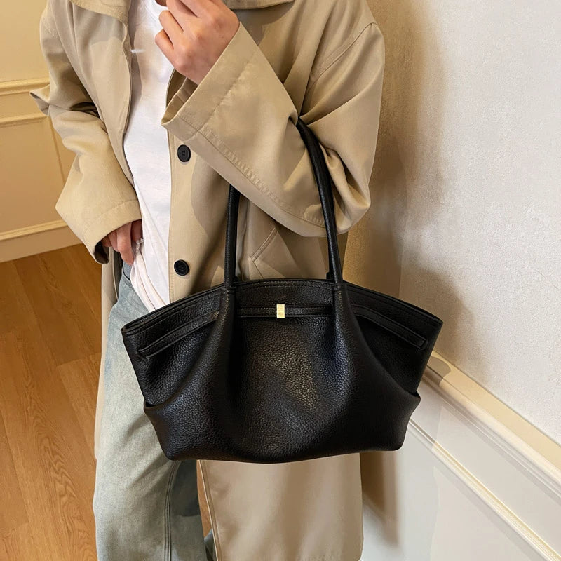 MOODS Lychee Pattern Underarm Shoulder Bags For Women Soft PU Leather Large Capacity Mini Tote Bag 2025 Luxury Designer Handbags