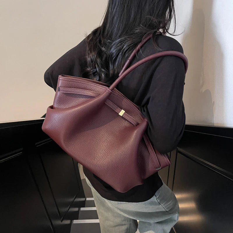 MOODS Lychee Pattern Underarm Shoulder Bags For Women Soft PU Leather Large Capacity Mini Tote Bag 2025 Luxury Designer Handbags
