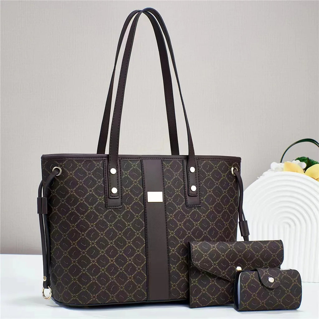 Casual Women Handbags for 2024 New Female Luxury Designer Shoulder Bags Large Capacity 3 Piece Set Ladies Crossbody Bag