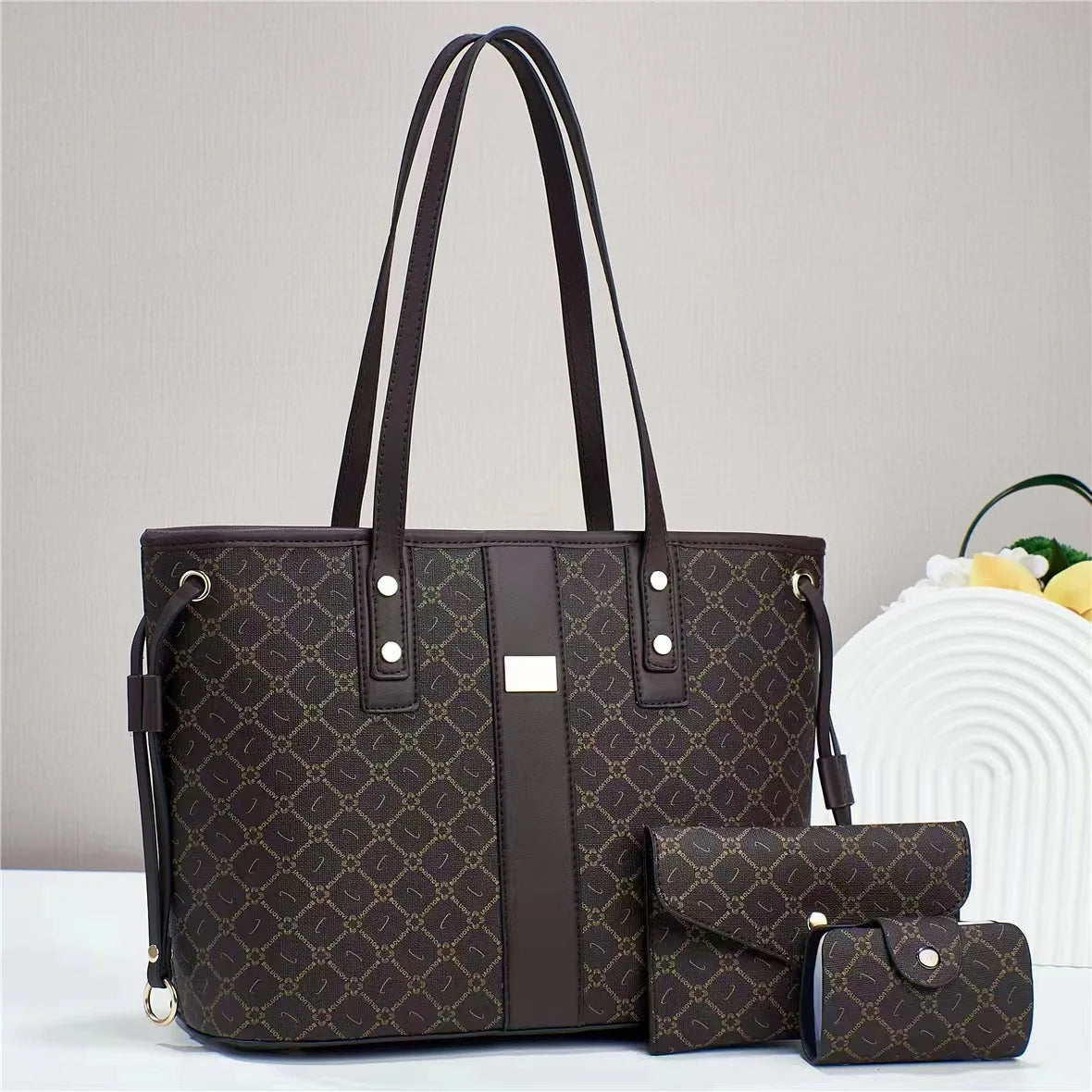 Casual Women Handbags for 2024 New Female Luxury Designer Shoulder Bags Large Capacity 3 Piece Set Ladies Crossbody Bag