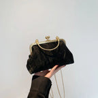 Fashion Rhinestone Bowknot Evening Bag Glitter Gold Silver Bow Chain Bag Clutch Bag for Women Female