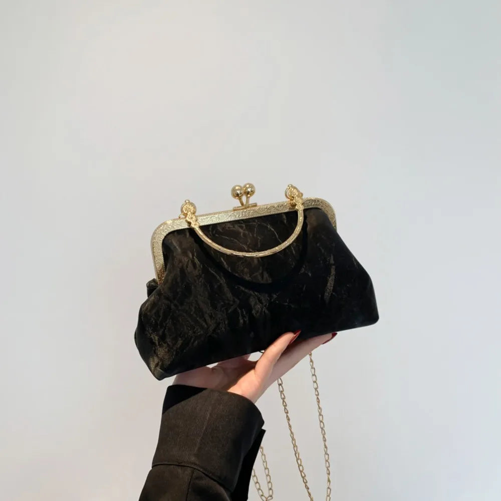 Fashion Rhinestone Bowknot Evening Bag Glitter Gold Silver Bow Chain Bag Clutch Bag for Women Female