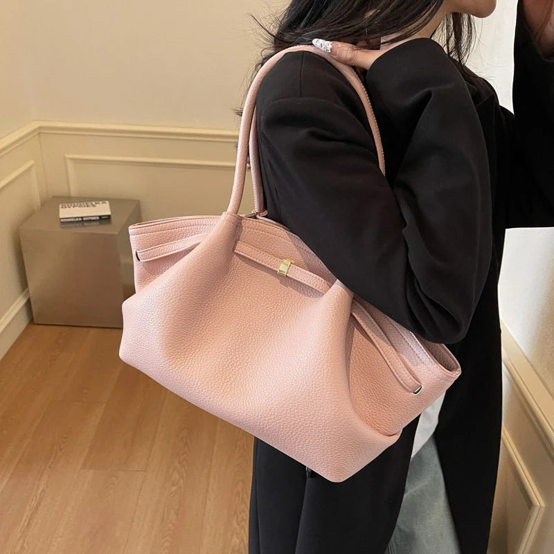 MOODS Lychee Pattern Underarm Shoulder Bags For Women Soft PU Leather Large Capacity Mini Tote Bag 2025 Luxury Designer Handbags
