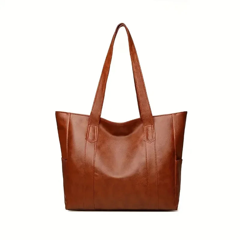Women PU Leather Large Capacity Shoulder Bag Crossbody Hand Tote  Fashion Vintage Versatile Leather Bag Square Shape Handbag