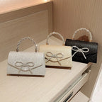 Fashion Rhinestone Bowknot Evening Bag Glitter Gold Silver Bow Chain Bag Clutch Bag for Women Female