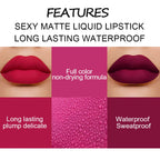 18 Colors Matte Velvet Lip Glaze Waterproof Long-Lasting Not Easy To Fade Lip Gloss Lipstick Waterproof Makeup Cosmetic Tool