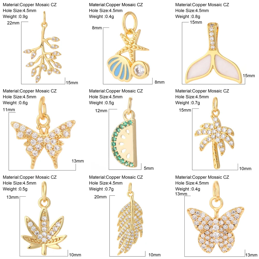 Cute Flower Butterfly Charms for Jewelry Making Supplies Animals Plants Gold Color Diy Earrings Necklace Bracelet High Quality