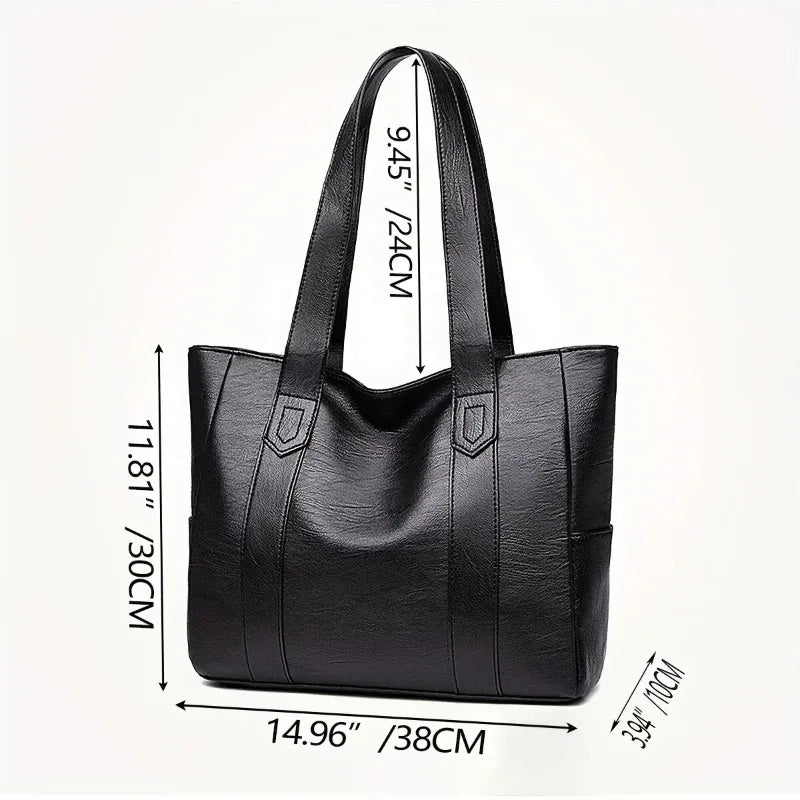 Women PU Leather Large Capacity Shoulder Bag Crossbody Hand Tote  Fashion Vintage Versatile Leather Bag Square Shape Handbag