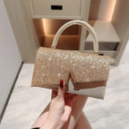 Fashion Rhinestone Bowknot Evening Bag Glitter Gold Silver Bow Chain Bag Clutch Bag for Women Female