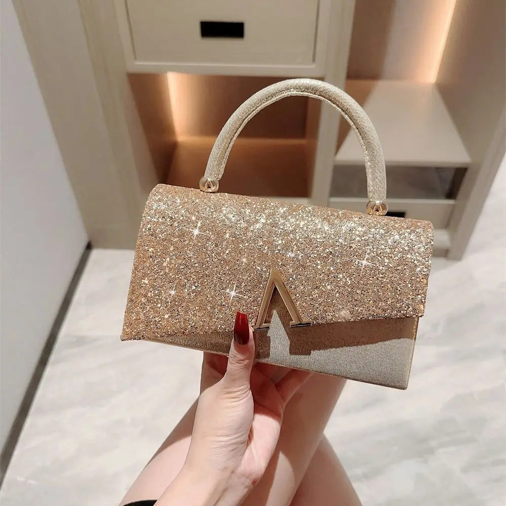 Fashion Rhinestone Bowknot Evening Bag Glitter Gold Silver Bow Chain Bag Clutch Bag for Women Female