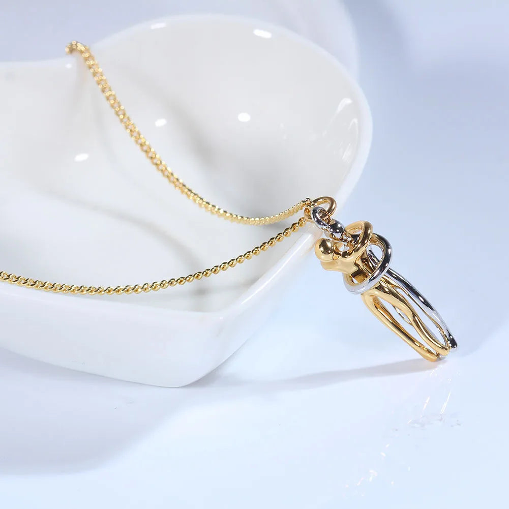 Hug Couples Pendant Necklace for Him and Her, The Tale of Two Lovers Jewelry, Affectionate Hug Necklaces Couple for Women Men