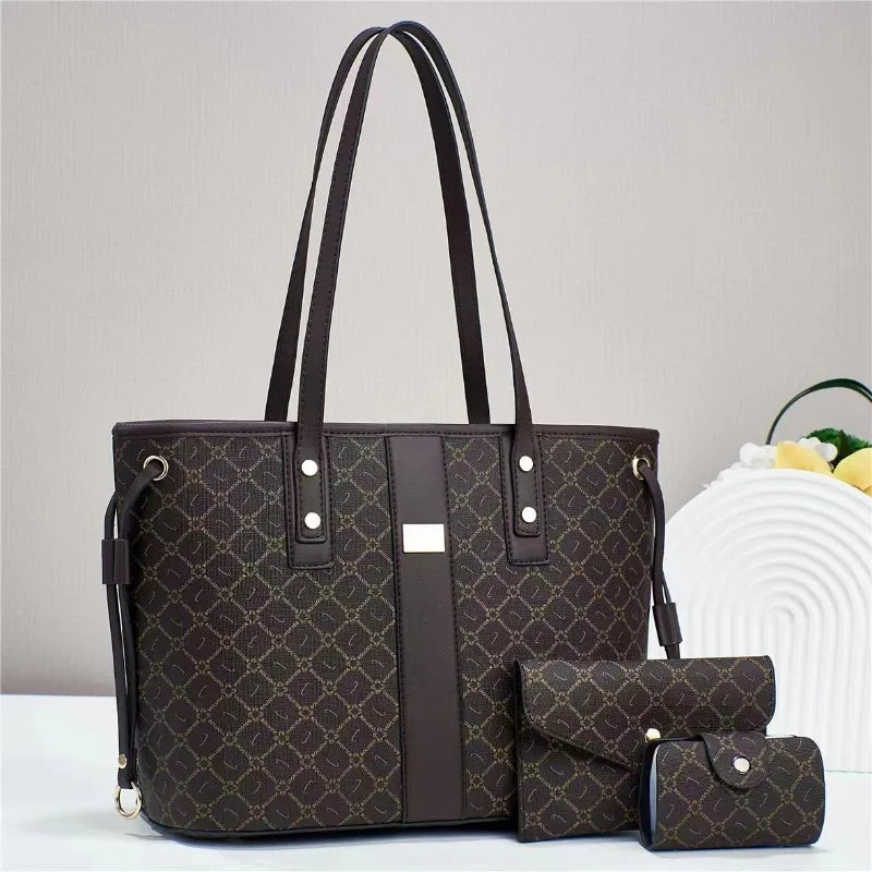 Casual Women Handbags for 2024 New Female Luxury Designer Shoulder Bags Large Capacity 3 Piece Set Ladies Crossbody Bag