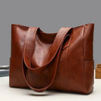 Women PU Leather Large Capacity Shoulder Bag Crossbody Hand Tote  Fashion Vintage Versatile Leather Bag Square Shape Handbag