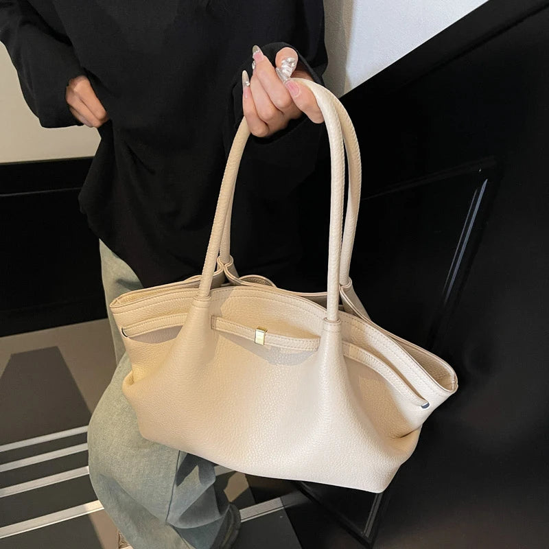 MOODS Lychee Pattern Underarm Shoulder Bags For Women Soft PU Leather Large Capacity Mini Tote Bag 2025 Luxury Designer Handbags
