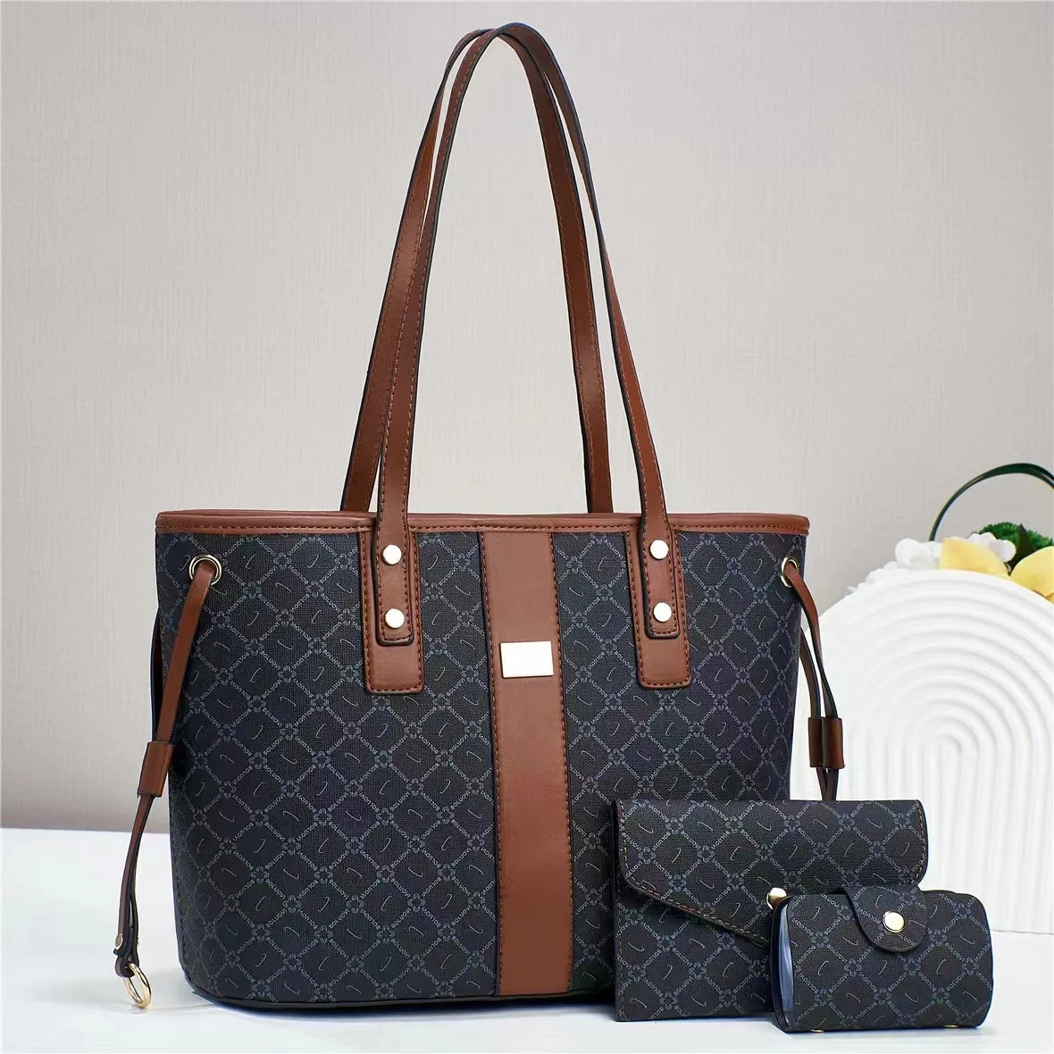 Casual Women Handbags for 2024 New Female Luxury Designer Shoulder Bags Large Capacity 3 Piece Set Ladies Crossbody Bag