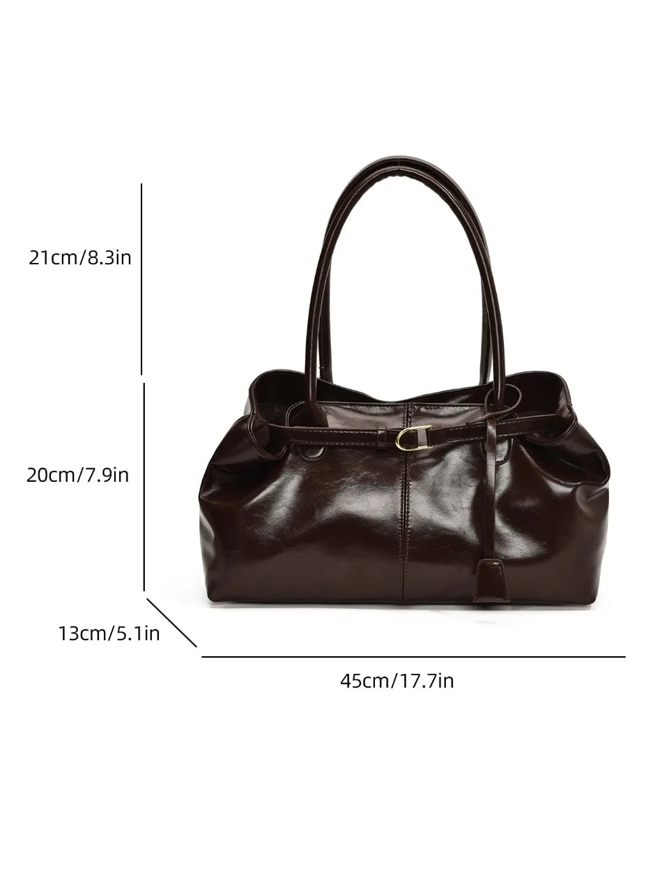 Oil PU Leather Hobo Handbag Slouchy Shoulder Bag Retro Top-Handle Bag Large Work Bags for Women Gilrls Tote Work Shopping Travel